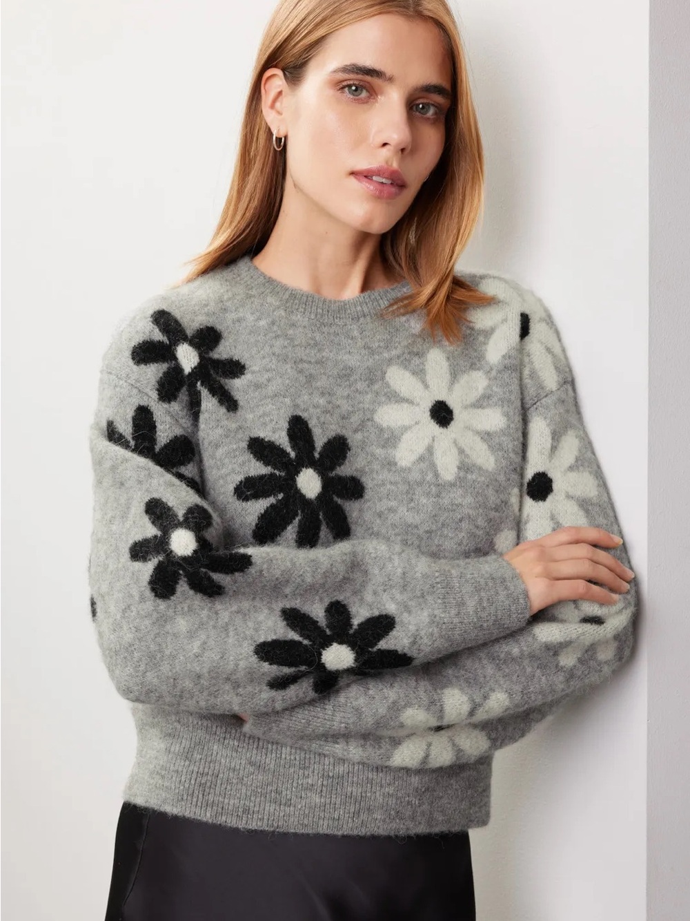 Sandro Maguy Floral Intarsia Knit Sweater